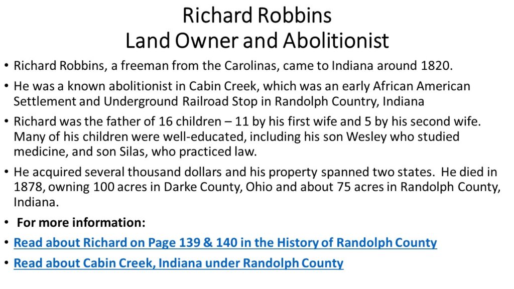 Richard Robbins - Land Owners and Abolitionist